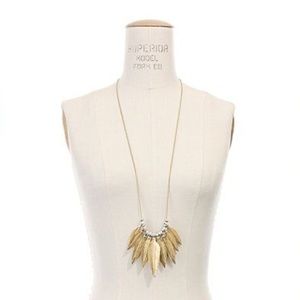 Madewell long feather necklace — gold and silver